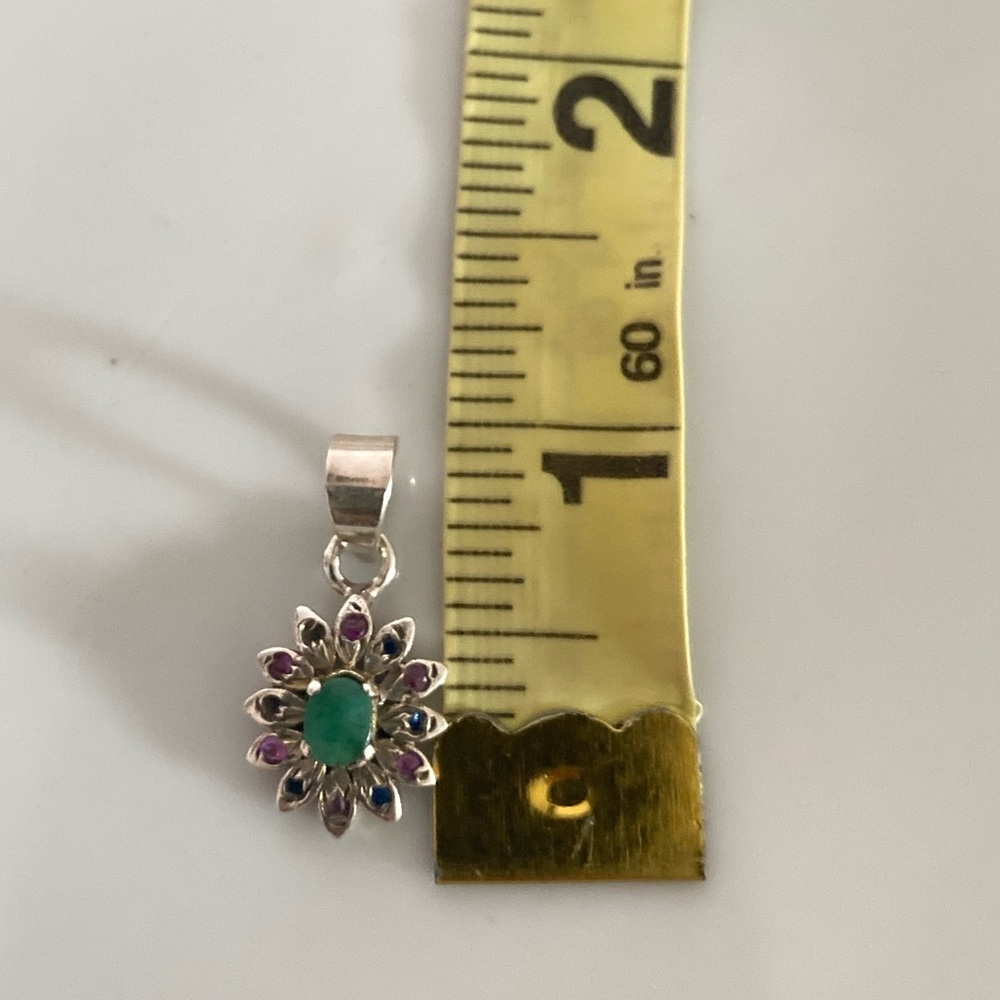 Ruby Sapphire Emerald Gemstone Pendant - Picture 5 of 5